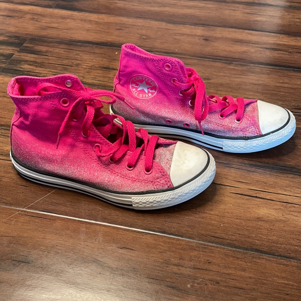 Converse canvas high tops pink,silver‎ glitter size 3